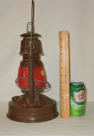 Vintage DIETZ Lantern P.  G.  &E.  co N.  Y.  U.  S.  A.  Brown & Red Globe 100 GLASS METAL 5