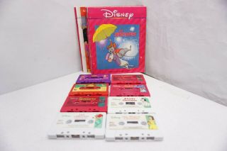 Disney Read Along Cassette Tape Books 12 Books 8 Cassettes Dumbo Aladdin Etc.