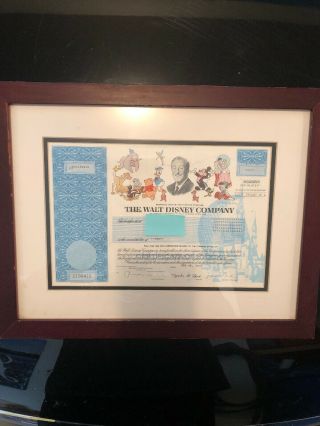 The Walt Disney Company - One Share - (1) Certificate of Stock - 1993 2