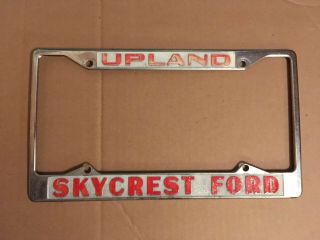 Rare Skycrest Ford Upland California Vintage Metal Dealer License Plate Frame