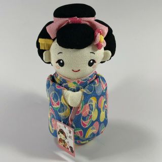 F/s Large Maiko Girl Plush Doll Chirimen Kimono Crepe Fabric Cute Kawaii Kyoto C