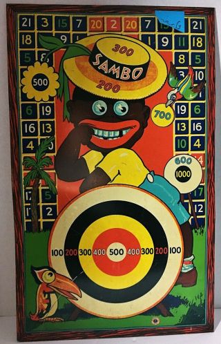 Vintage Wyandotte Toys Tin Black Sambo Dart Board Target Game 1932