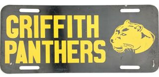 Vintage Indiana Griffith Panthers Booster License Plate Football