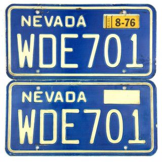 1976 Nevada License Plate Pair Wde701