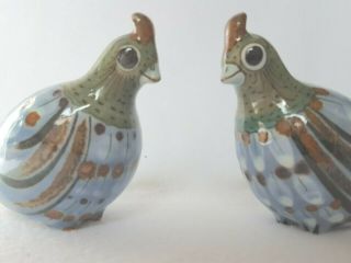Ken Edwards El Palomar Small Quail Birds Tonala Mexican Pottery Signed 2