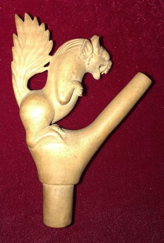 Vintage Hand Carved Wooden Dragon Pouring Spout From Bali
