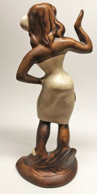 Vintage Mid Century 7.  5” Hawaiian Tiki Hula Dancers Figurines by Treasure Craft 4