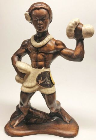 Vintage Mid Century 7.  5” Hawaiian Tiki Hula Dancers Figurines by Treasure Craft 5