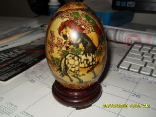 Vintage Satsuma Hand Painted Porcelain Egg With Base