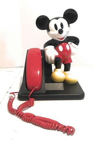 Vintage Walt Disney Mickey Mouse At&t Home Telephone 1992 Red Black