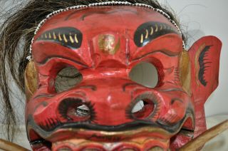 Balinese Art Demon Mask Antique Hand Carved Wooden Bali Barong Raksasa Rangda 3