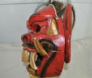 Balinese Art Demon Mask Antique Hand Carved Wooden Bali Barong Raksasa Rangda 5