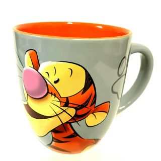 Disney Parks Vinnie The Pooh Tigger Large Coffee Mug Tea Cup,  Gray Orange