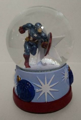 Musical Christmas Snowglobe With Captain America And Plays " Jingle Bells "