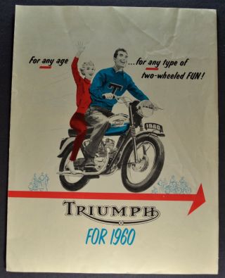 1960 Triumph Motorcycle Brochure Folder Bonneville Trophybird Tiger Cub