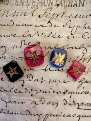 Vintage Collectible Masonic Freemason Symbols Five Pointed Star Eagle Intaglios