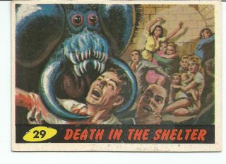 1962 Topps Bubbles Mars Attacks Card 29 Death In The Shelter Vg,  /ex No Creases