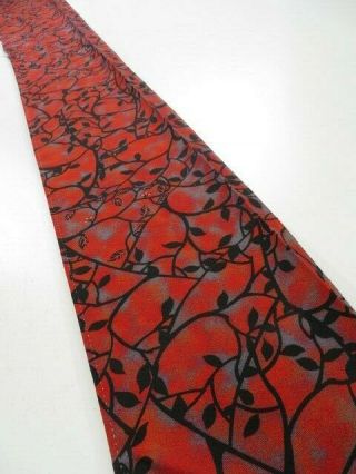 1f08z40 Vintage Japanese Kimono Silk Fabric Dark Red Branch 55.  1 "