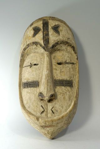 Rare Antique 20th Century Carved Wood Fang African Tribal Ceremonial Mask Gabon
