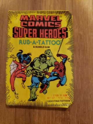 1980 Marvel Comics Heroes Rub - A - Tattoo Wax Pack.