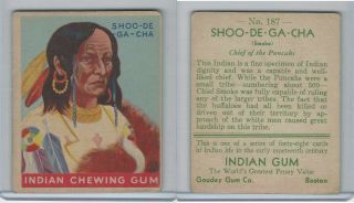 R73 Goudey,  Indian Gum,  Series 48,  1933,  187 Shoo - De - Ga - Cha