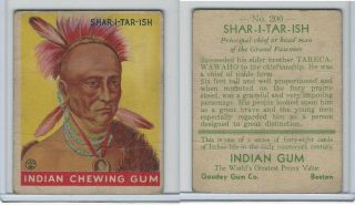 R73 Goudey,  Indian Gum,  Series 48,  1933,  200 Shar - I - Tar - Ish
