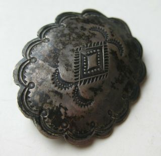 Vtg Native American Navajo Indian Sterling Silver Stamped Concho Brooch Pin 2