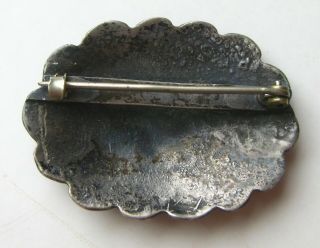 Vtg Native American Navajo Indian Sterling Silver Stamped Concho Brooch Pin 3