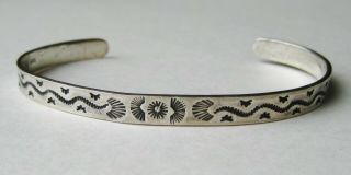 Vtg Navajo Indian Large Men ' s Sterling Silver Stamped Cuff Bracelet 3