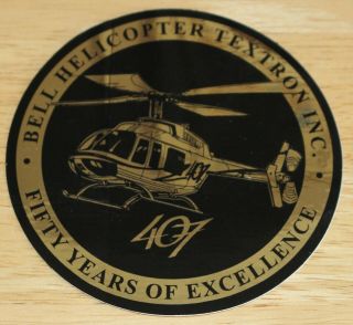 Old Bell Helicopters 50th Anniversary Bell 407 Helicopter Gold Sticker