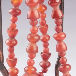 26 " Antique Red Agate Corade Bead Beads Necklace