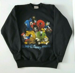 Vintage Walt Disney World Mickey Mouse And Friends 1999 Crewneck Sweatshirt Med