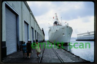 Slide,  Cunard Line Cruise Ship Rms Franconia At Cristobal Panama,  1967