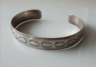 Vintage Native American Sterling Silver Cuff Bracelet Signed Cj 17.  7g