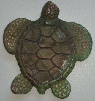 Ben Diller Hawaiian Art Sea Turtle Signed On Back Raku Lava Maui Island