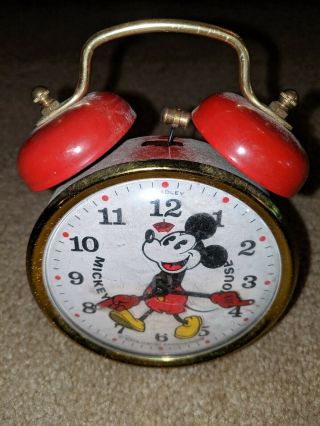 Walt Disney Mickey Mouse Alarm Clock Bradley Pie - Eyed Vintage Germany 2