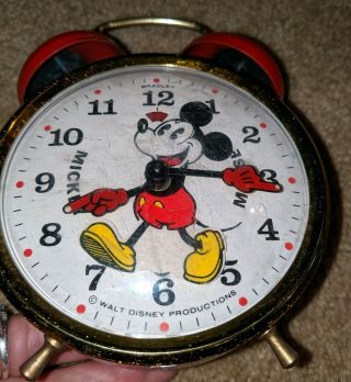 Walt Disney Mickey Mouse Alarm Clock Bradley Pie - Eyed Vintage Germany 8
