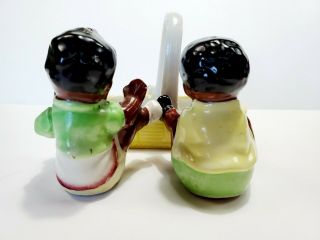 Black Americana Vintage Ceramic Salt Pepper Shaker Set Babies in a Basket Japan 4
