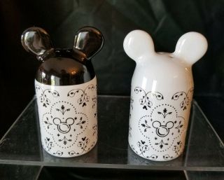 Disney Parks Ceramic Mickey Ears Salt And Pepper Set - Black And White Kitchen P
