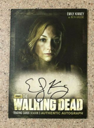 The Walking Dead Season 3 Part 1 Emily Kinney As Beth Greene Autograph Auto Card