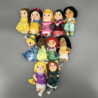 Disney Princesses Set Of 11 Mini Plush Toys Belle Snow White Sleeping Beauty 7 "