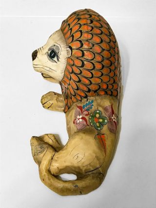Vintage SERMEL TONALA JAL Paper Mache Lion Signed Folk Art Mexico 3