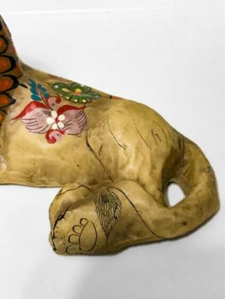 Vintage SERMEL TONALA JAL Paper Mache Lion Signed Folk Art Mexico 4