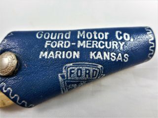 Vintage Advertising Leather Key Fob & Keys GOUND MOTOR Co.  Marion,  Ks.  - Ford 5