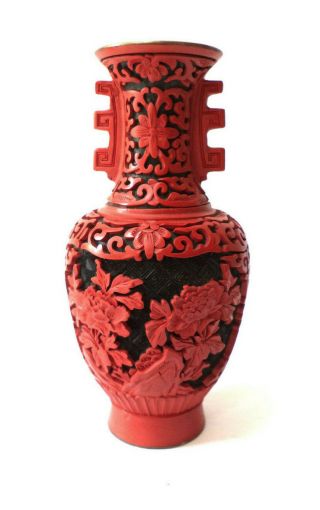 Carved Chinese Cinnabar Lacquer Vase,  Republic Period P.  R.  O.  C