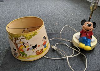 Vintage 1981 Disney Mickey Mouse Night Light Lamp W/ Minnie Mouse Piggy Bank