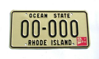 Vintage 1974 Rhode Island Sample License Plate 00 - 0000