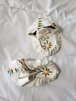 Native American Indian Moccasins Beaded Baby Soft Shoes Leather Boy Girl Infant