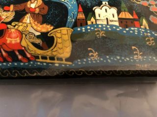 RARE VINTAGE ARTIST SIGNED HAND PAINTED RUSSIAN LACQUER BOX TROYKAS PALEKH HORSE 4