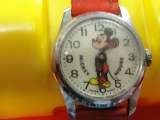 Vintage Walt Disney Mickey Mouse Wrist Watch Bradley Time Walt W/ Case No.  6800